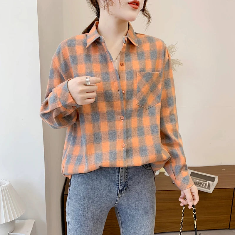 Women's Elegant Plaid Shirt