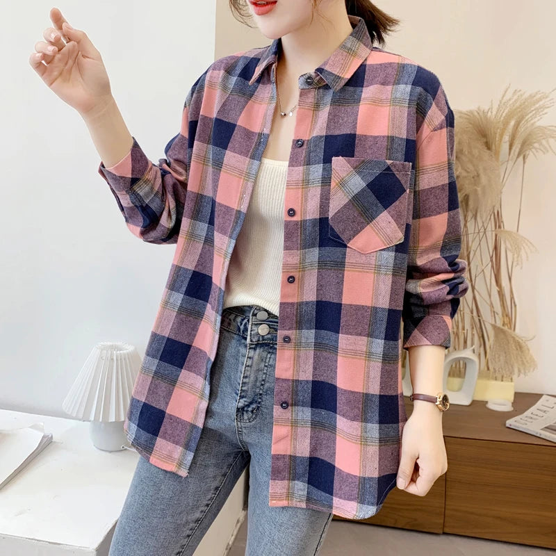 Women's Elegant Plaid Shirt