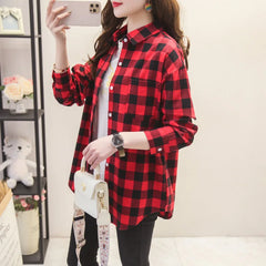 Women's Red and Black Flannel Plaid Shirt