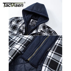 Men's Flannel Shirt Jacket with Removable Hood