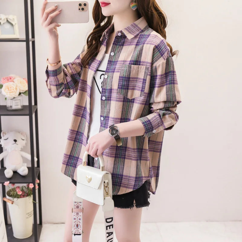 Women's Red and Black Flannel Plaid Shirt