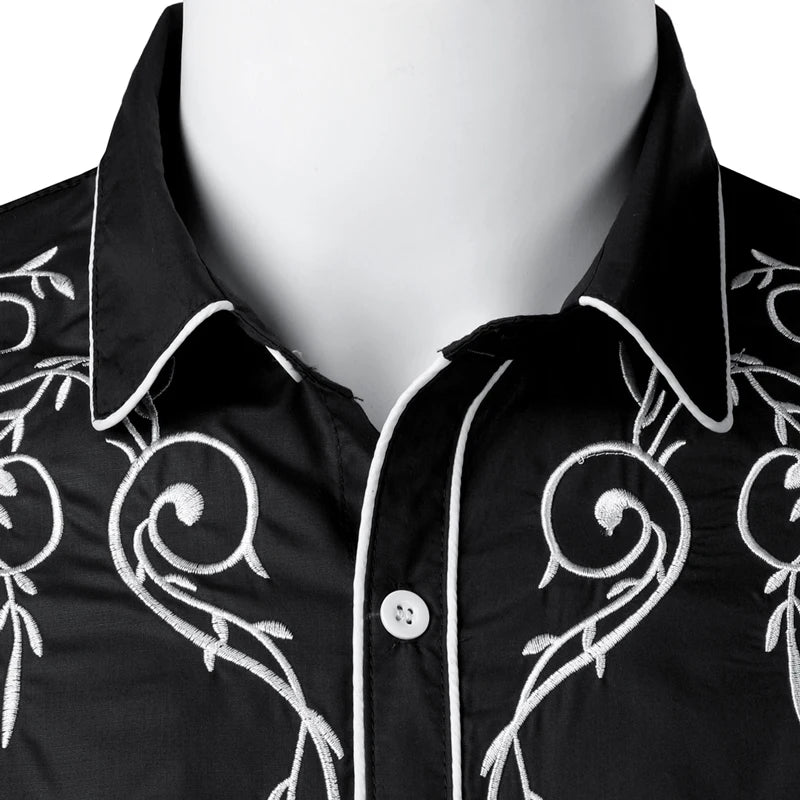 Embroidered Western Cowboy Shirt for Men