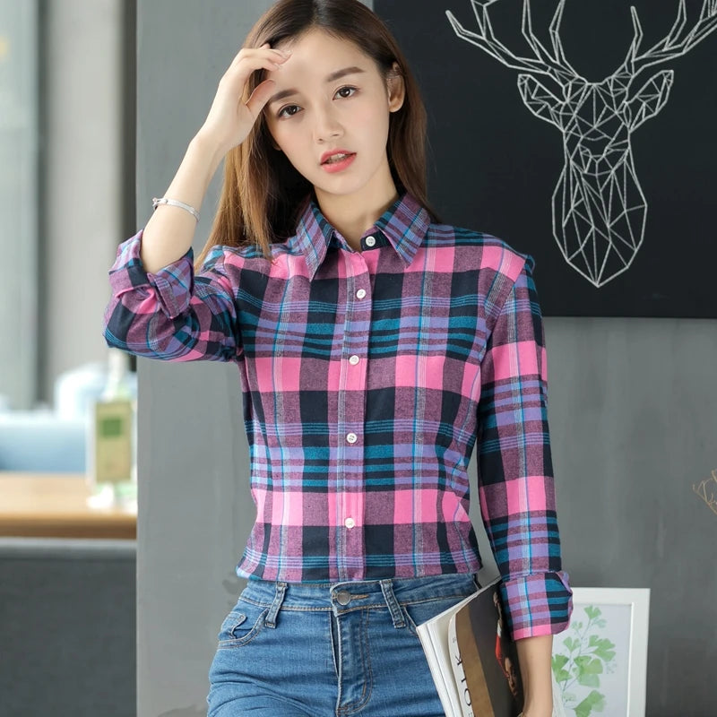 Women's Plus Size Plaid Flannel Shirt