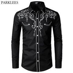 Embroidered Western Cowboy Shirt for Men