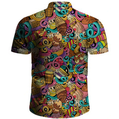 Ice Cream Print Beach Party Men's Summer Shirt