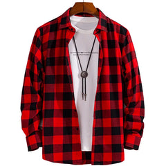 Men's Brushed Red Plaid Flannel Shirt