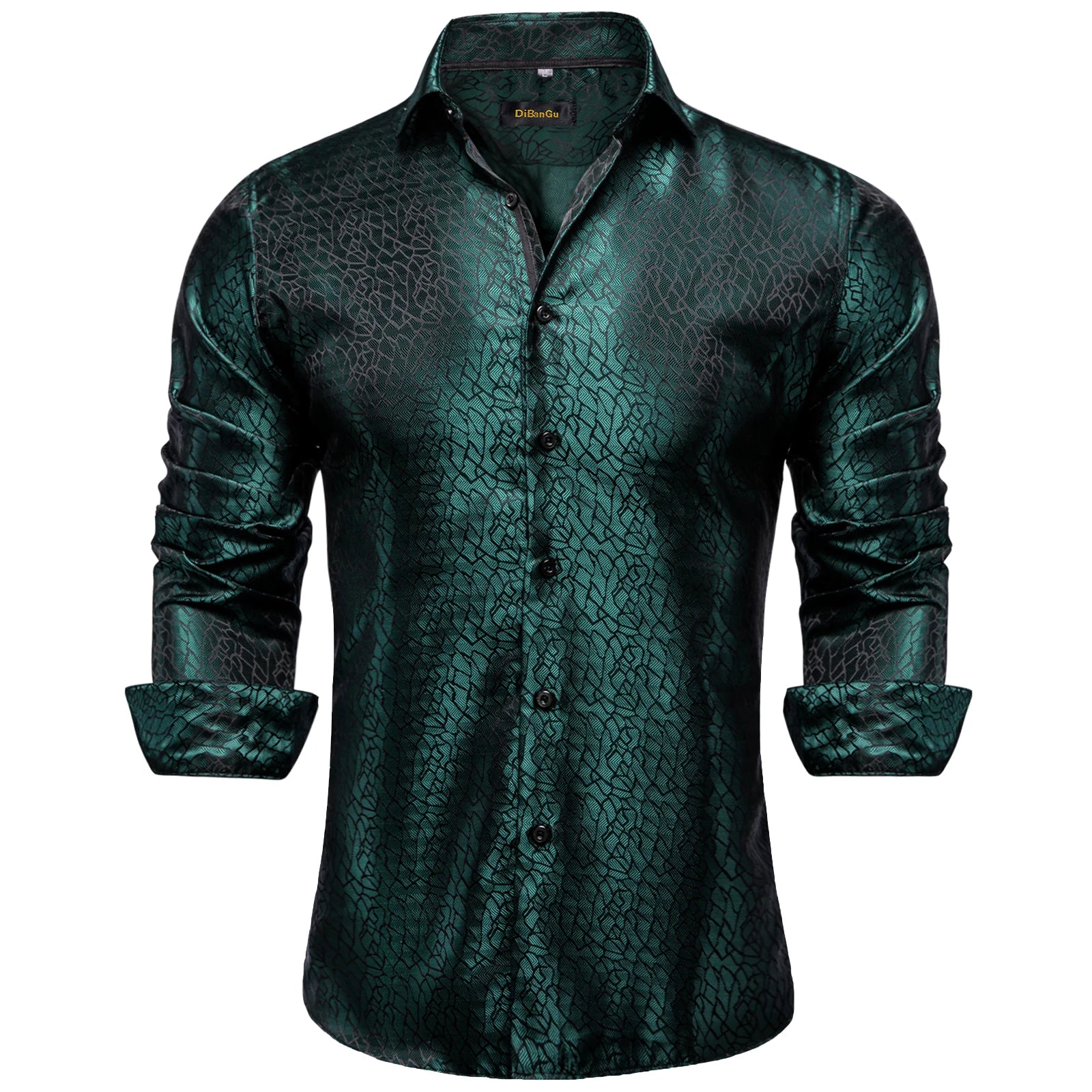 Men's Black Paisley Silk Dress Shirt