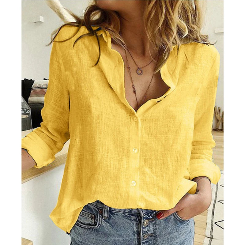 Women's Leisure Button Lapel Cardigan Top