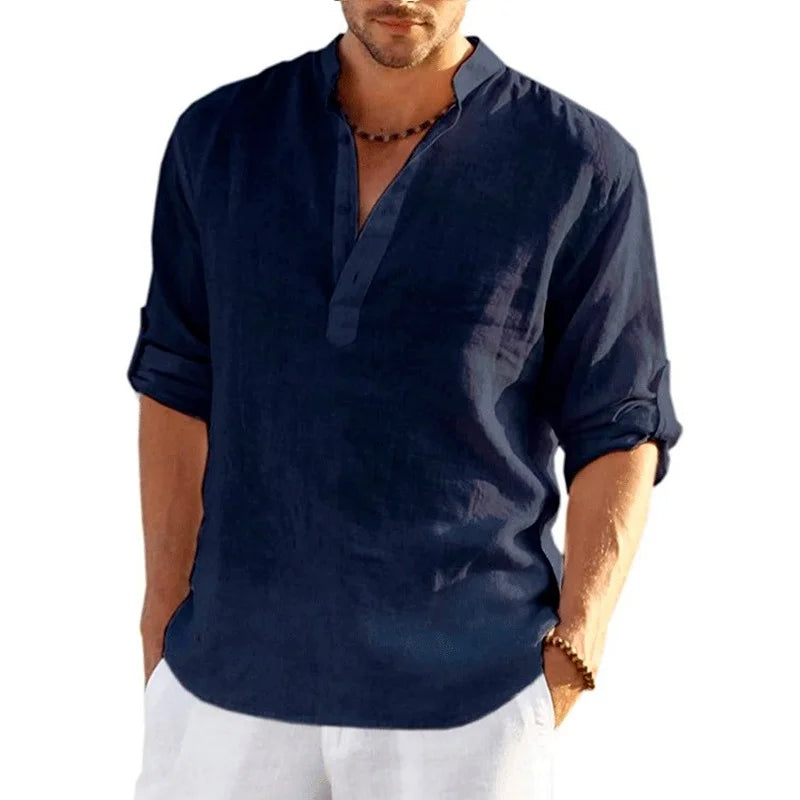 Men's Linen Long Sleeve Casual Shirt