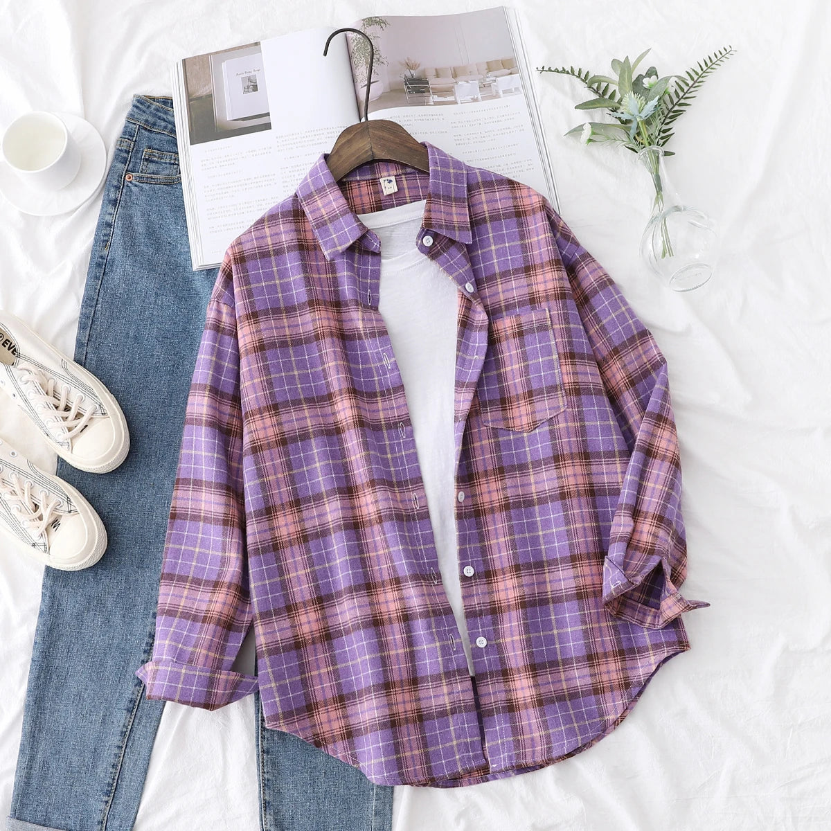 Women's Flannel Plaid Shirt