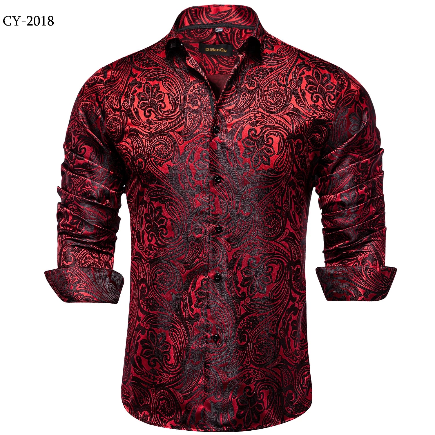 Men's Black Paisley Silk Dress Shirt