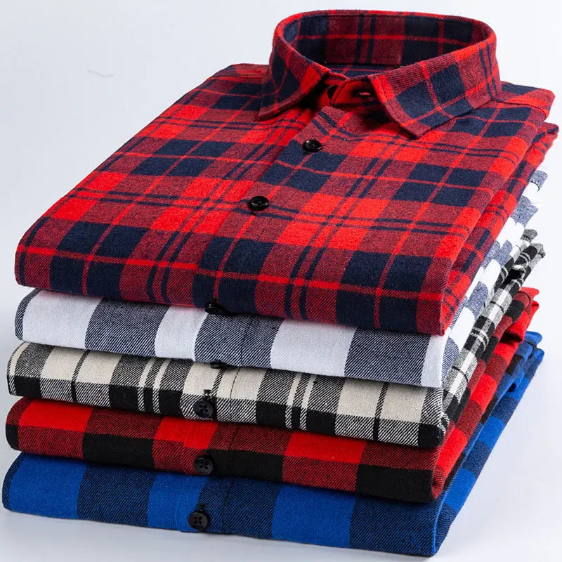 Men's Brushed Red Plaid Flannel Shirt