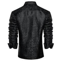 Men's Black Paisley Silk Dress Shirt