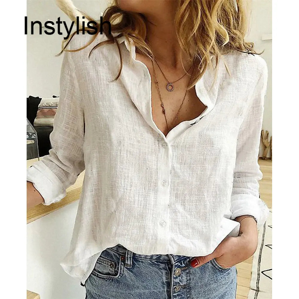 Women's Elegant Harajuku Cotton Linen Shirt