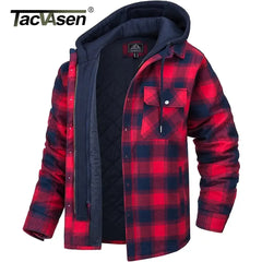 Men's Flannel Shirt Jacket with Removable Hood