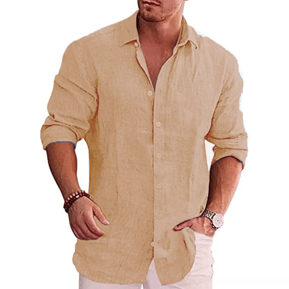 Men's Cotton Linen Long Sleeve Shirt