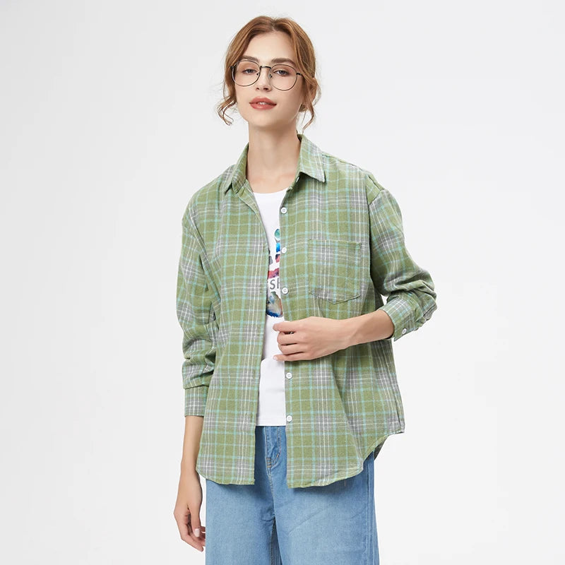 Women's Loose Casual Plaid Shirt