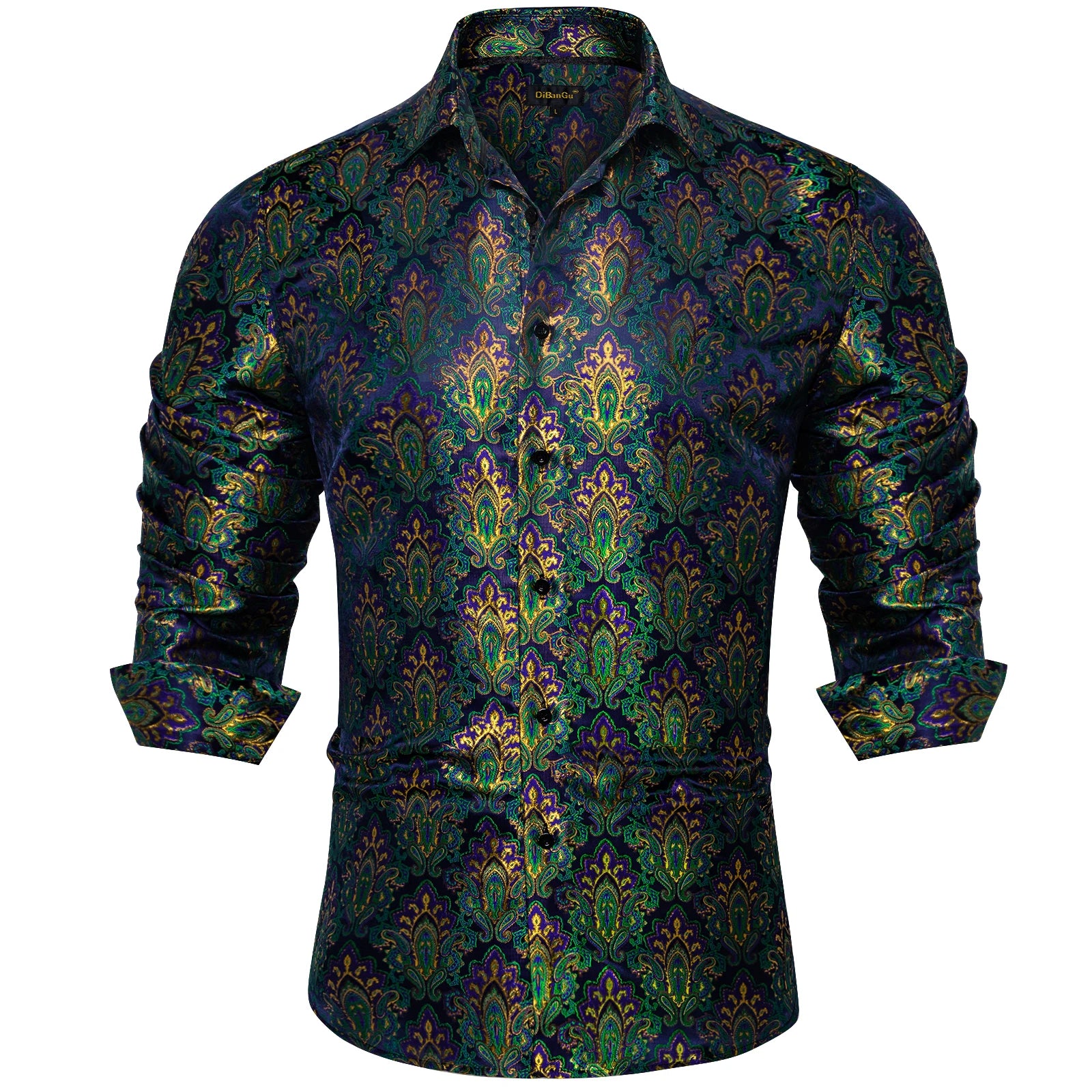 Men's Black Paisley Silk Dress Shirt