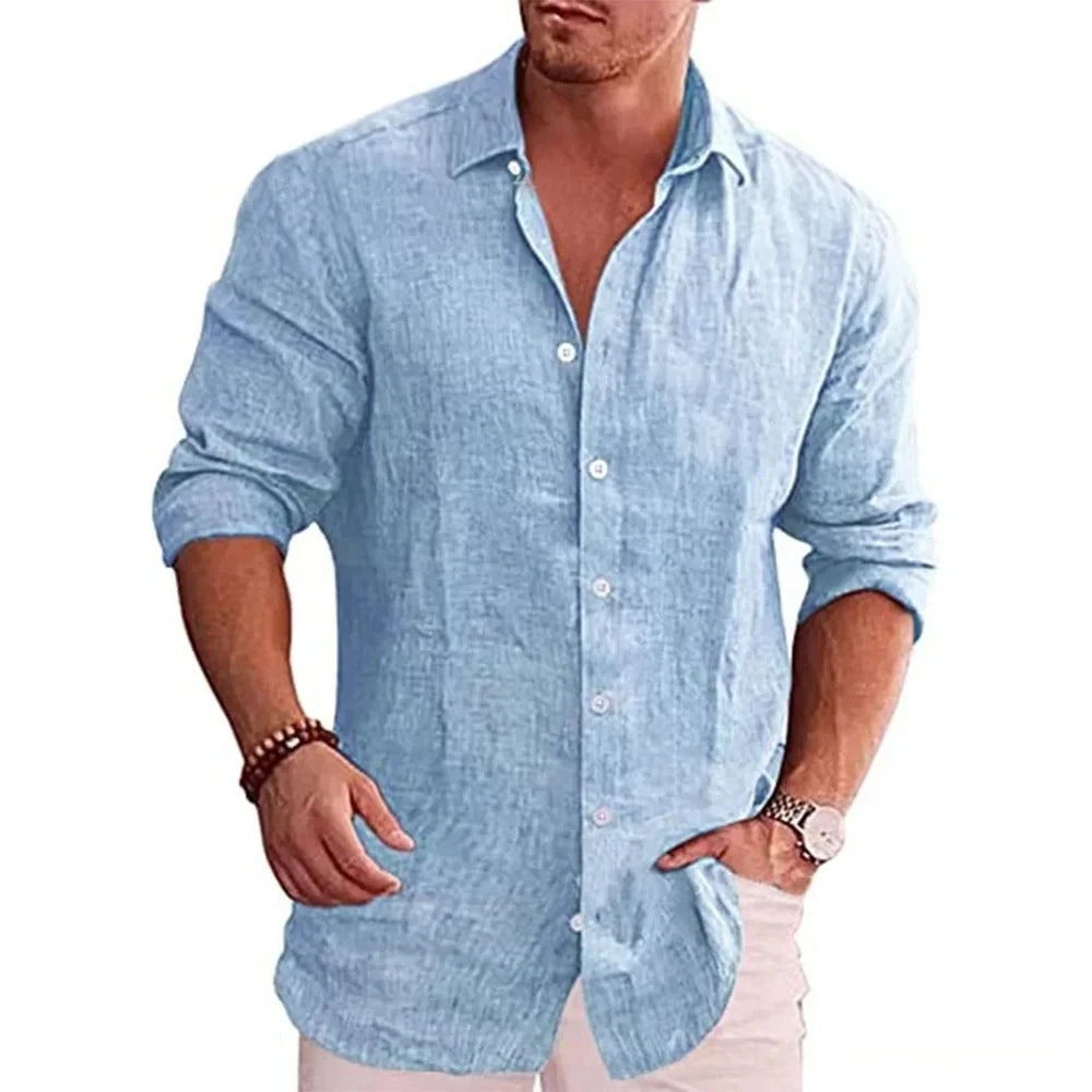 Men's Cotton Linen Long Sleeve Shirt