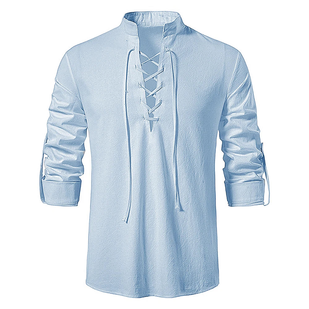 Men's Cotton Linen Long Sleeve Tee Shirt