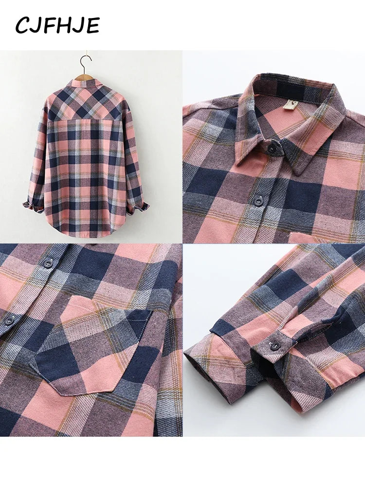 Vintage Flannel Plaid Shirt for Women