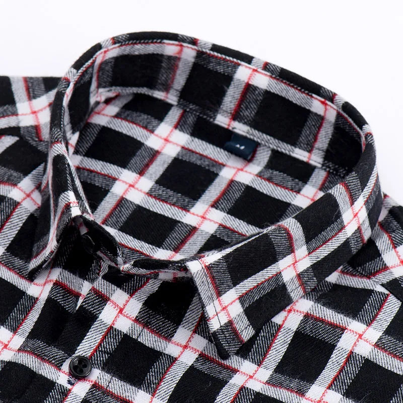 Men's Brushed Red Plaid Flannel Shirt