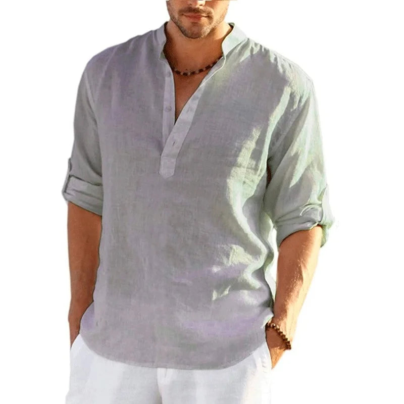 Men's Linen Long Sleeve Casual Shirt