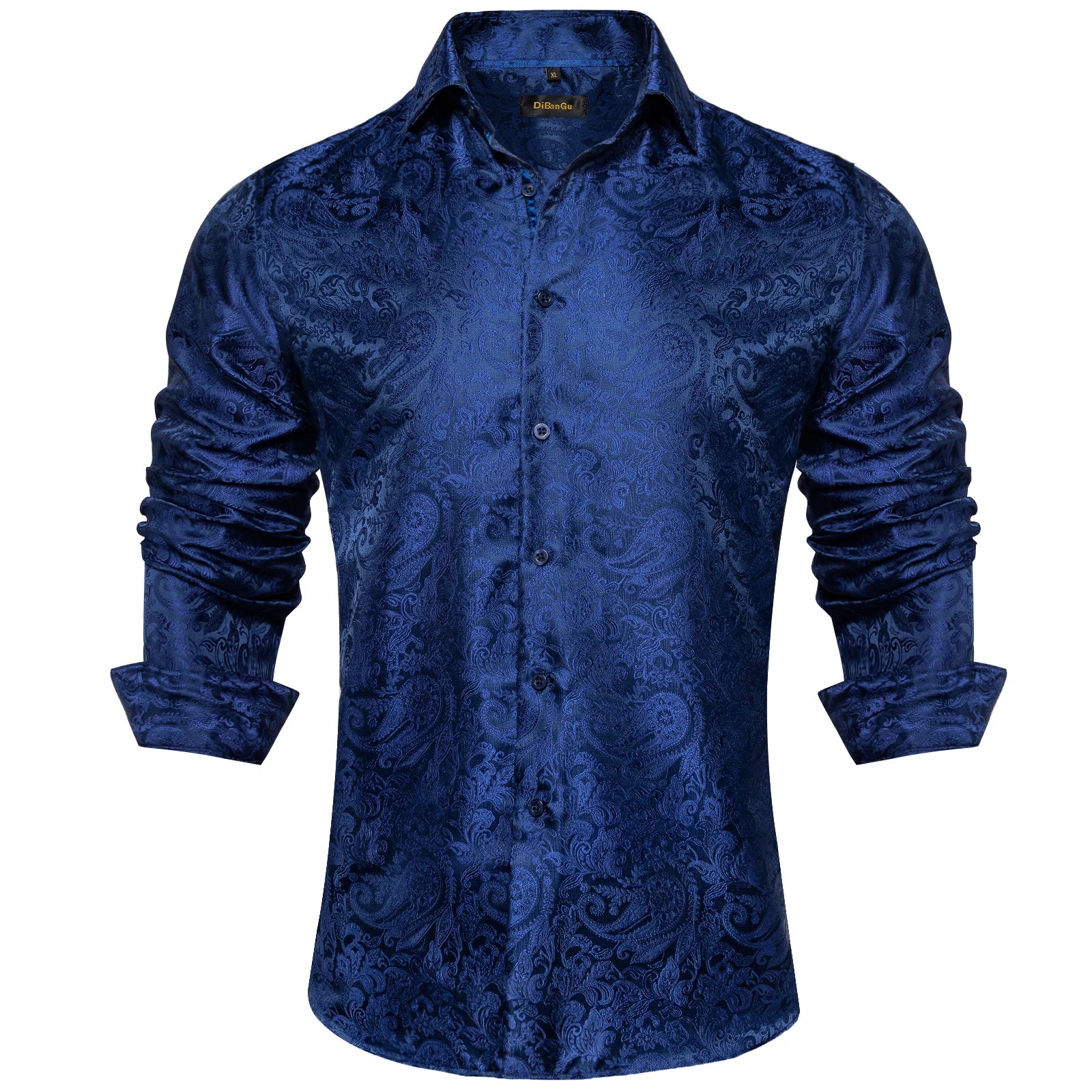 Men's Black Paisley Silk Dress Shirt