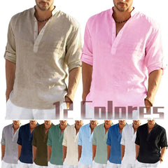 Men's Linen Long Sleeve Casual Shirt