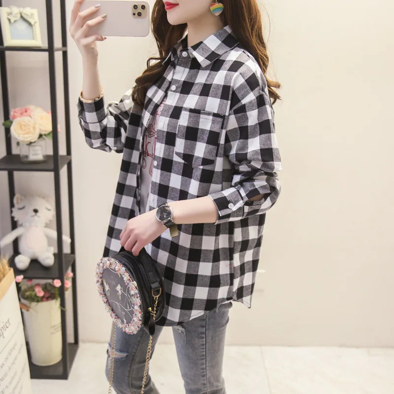 Women's Flannel Plaid Shirt