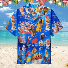 Men's 3D Print Ice Cream Beach Party Shirt