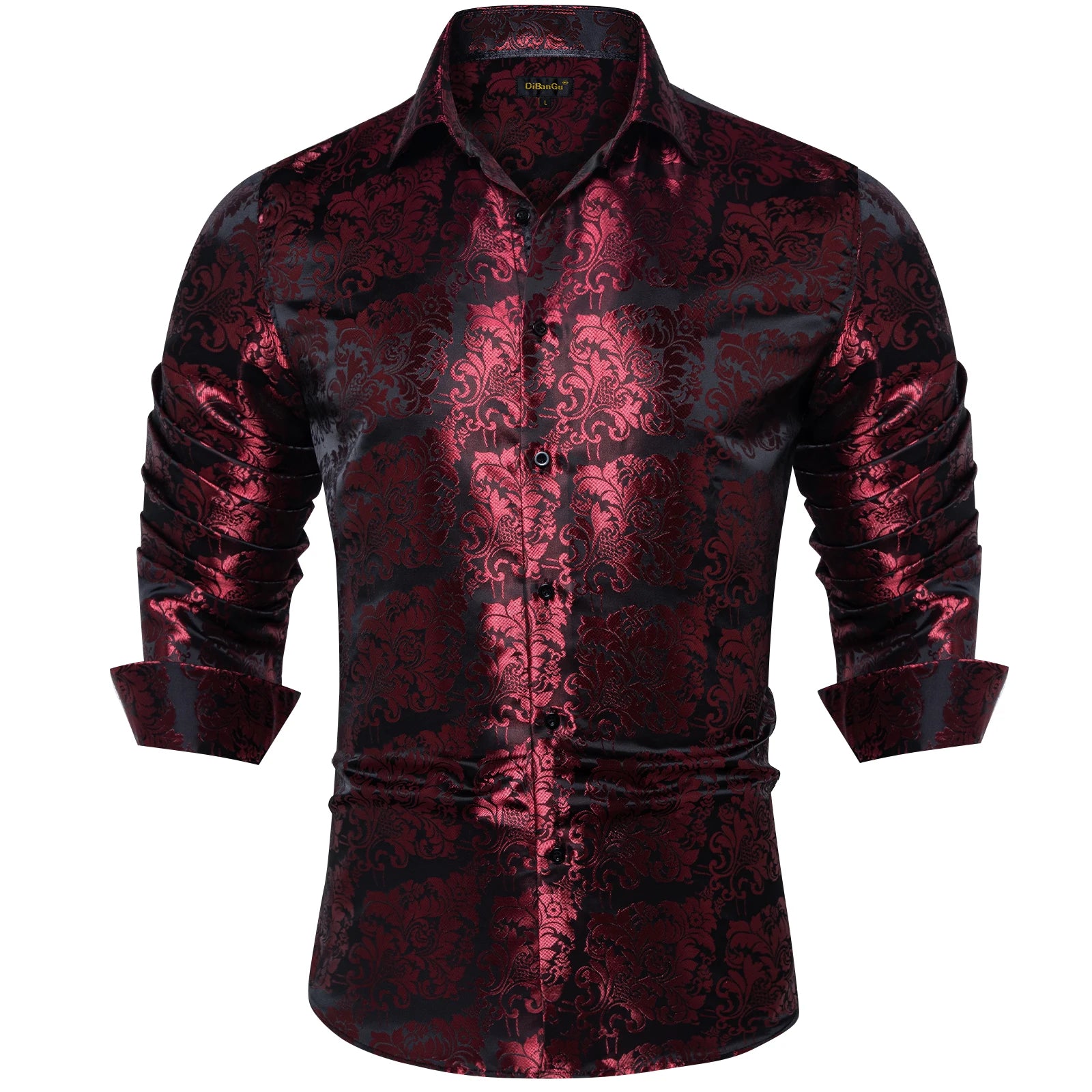 Men's Black Paisley Silk Dress Shirt