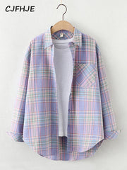 Vintage Flannel Plaid Shirt for Women