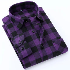 Men's Slim-fit Brushed Flannel Plaid Shirt