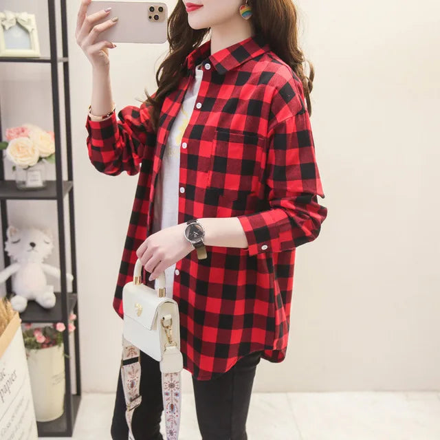 Women's Loose Casual Plaid Shirt