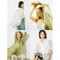 Women's Mustard Green Tencel Shirt