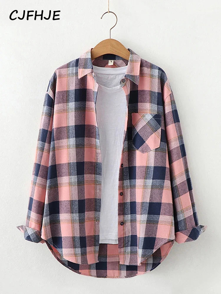 Vintage Flannel Plaid Shirt for Women