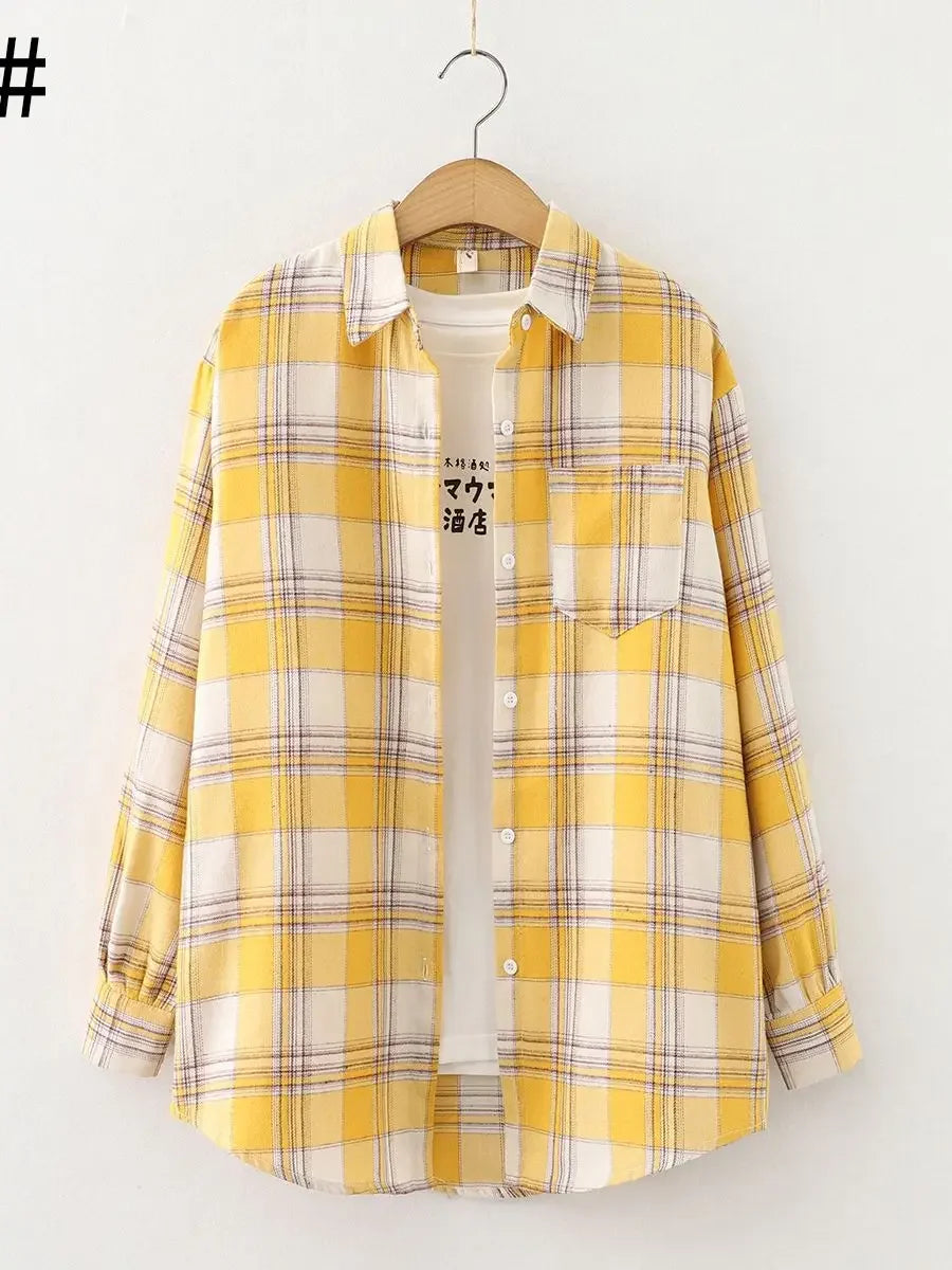 Vintage Flannel Plaid Shirt for Women