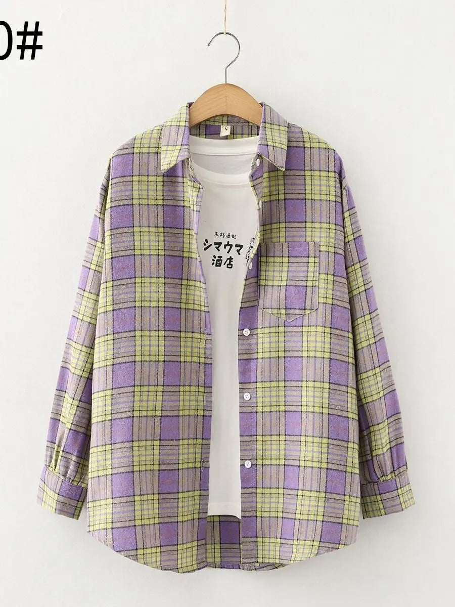 Vintage Flannel Plaid Shirt for Women