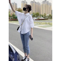 Women's Cotton Mid-sleeve Blouse