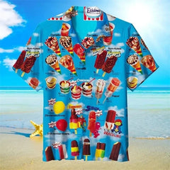 Men's 3D Print Ice Cream Beach Party Shirt