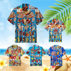 Men's 3D Print Ice Cream Beach Party Shirt