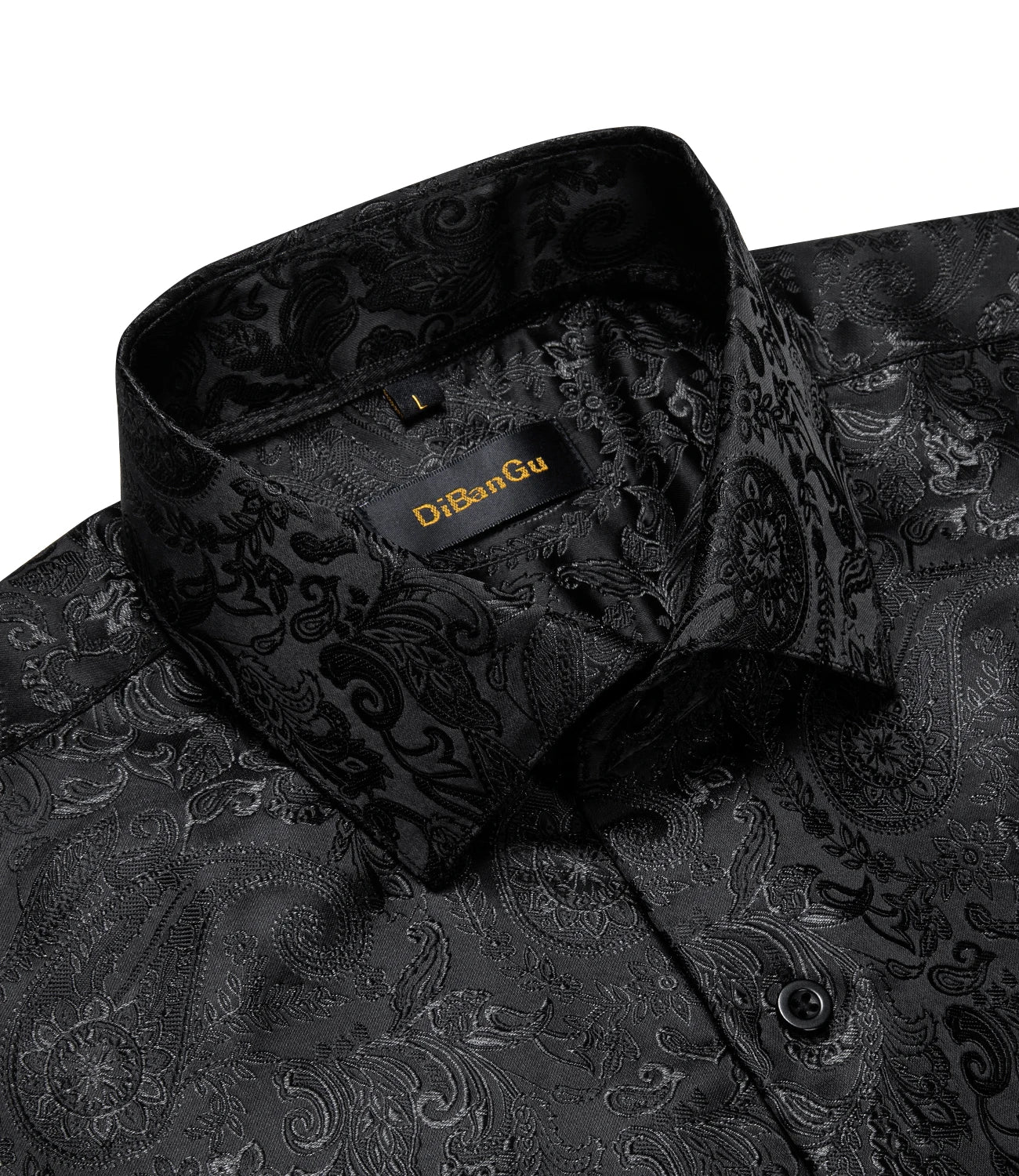 Men's Black Paisley Silk Dress Shirt