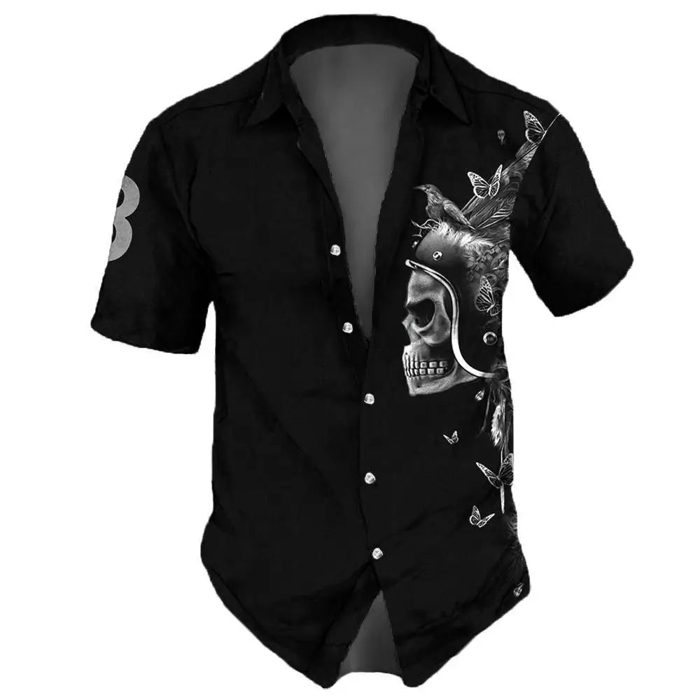 Men's Skull Print Hawaiian Shirt