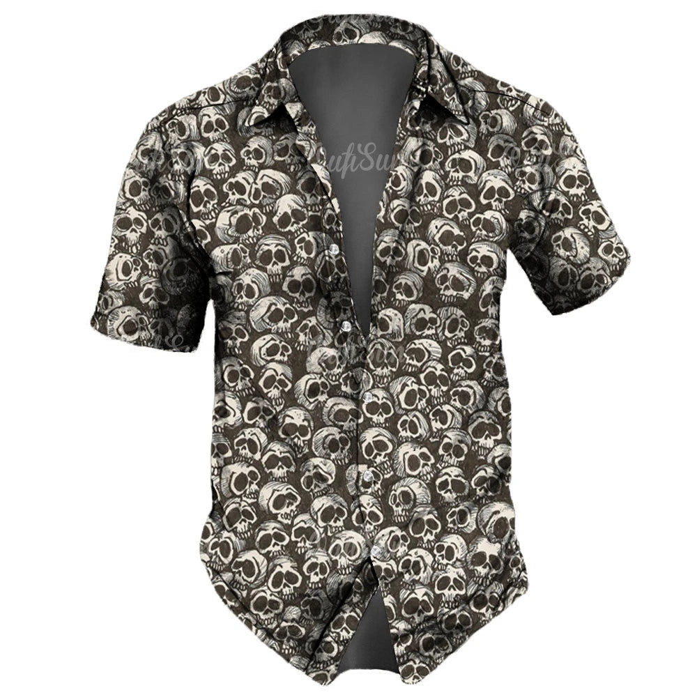 Men's Skull Print Hawaiian Shirt