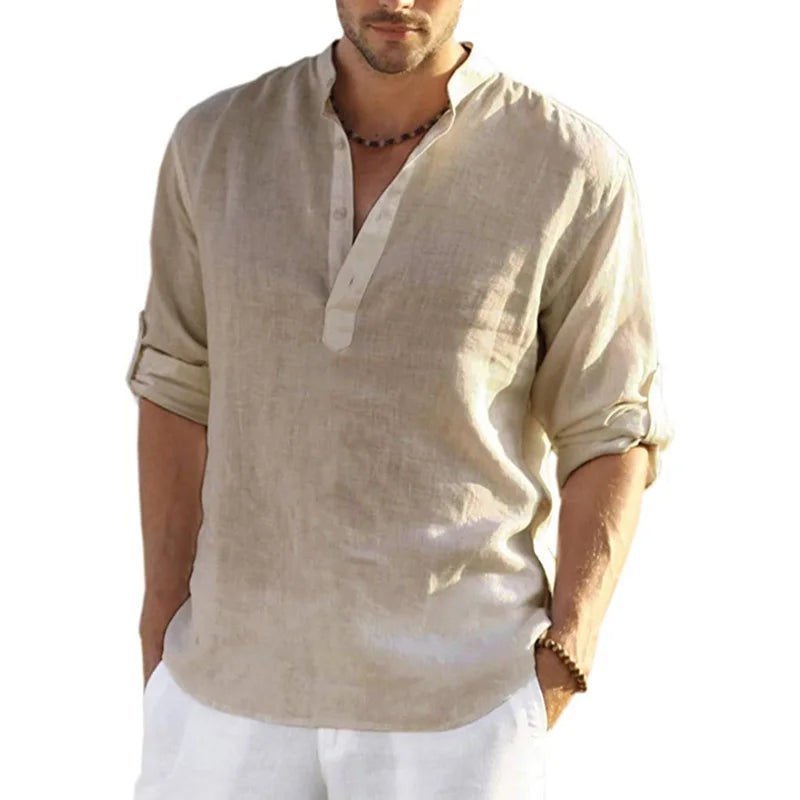 Men's Linen Long Sleeve Casual Shirt