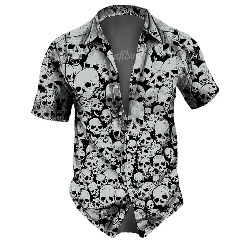 Men's Skull Print Hawaiian Shirt