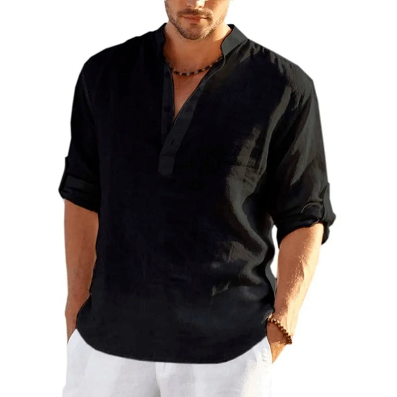 Men's Linen Long Sleeve Casual Shirt