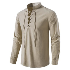 Men's Cotton Linen Long Sleeve Tee Shirt