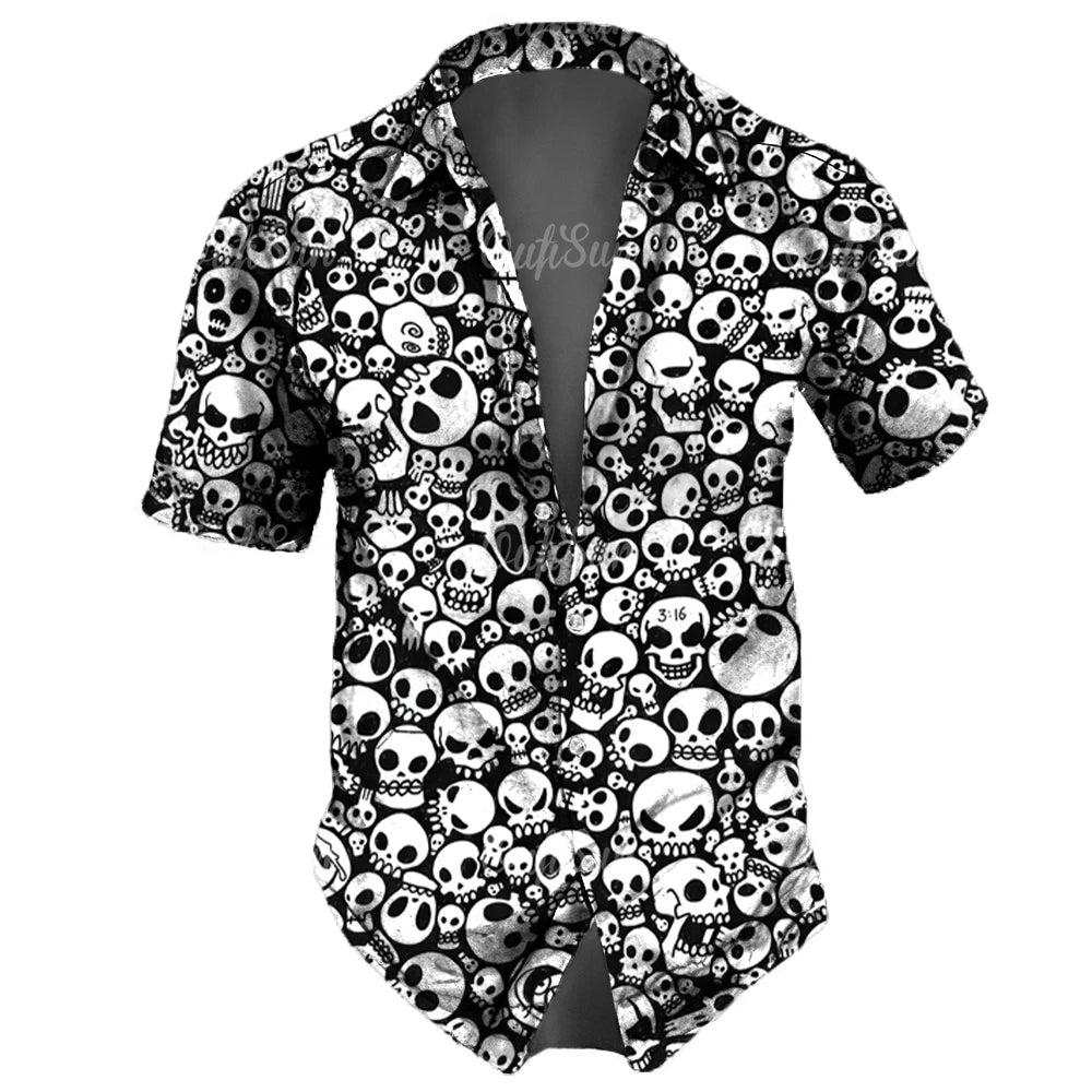 Men's Skull Print Hawaiian Shirt